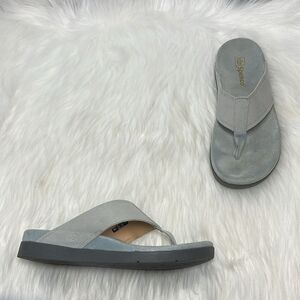 Spenco  Hampton Grey Suede Orthotic Thong Sandals Sz 6